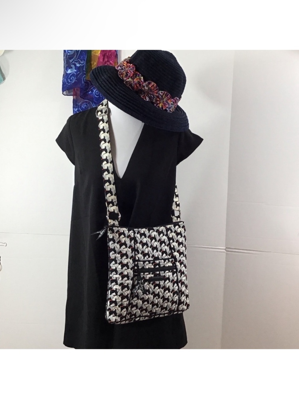 Vera Bradley Scottie Hipster Crossbody in Black, White & Red Dog Print
